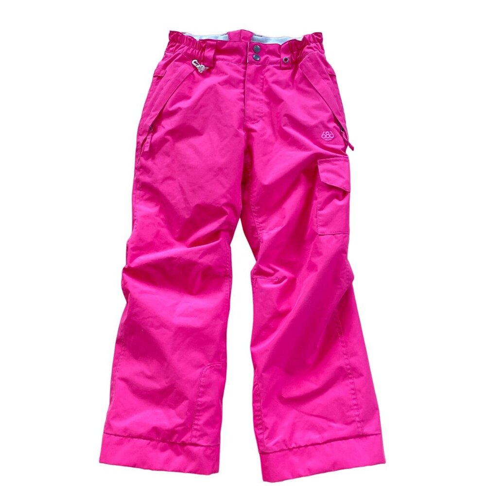 686 Girls Youth infinity Medium Cargo Snow Ski Pants Pink Insulated - Picture 2 of 16